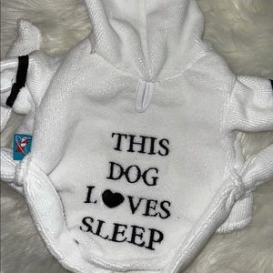 Xsmall white dog bathrobe